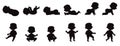 Children\'s Activities Silhouette Vector Cartoon