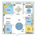 Of a children s activity center featuring multiple designated Royalty Free Stock Photo