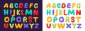 Children\'s alphabet, colorful and stylized font. Three-dimensional letters and numbers. Royalty Free Stock Photo