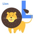 Children s Alphabet Icon Cartoon Lion Letter L