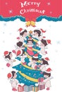 Children`s angels decorate the Christmas tree