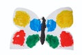 Children`s applique white butterfly with colorful wings