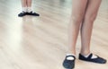 Children`s Ballet Feet. Selective focus Royalty Free Stock Photo