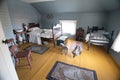 Children\'s bedroom inside the popular tourist attraction lighthouse with vintage toys.