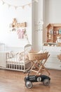 Children's bedroom interior. Playroom. Babies toys and accessories