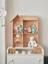 Children's bedroom interior. Playroom. Babies toys and accessories