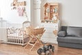 Children's bedroom interior. Playroom. Babies toys and accessories Royalty Free Stock Photo