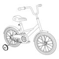 Children`s bicycle with detachable training wheels Royalty Free Stock Photo