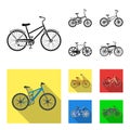 Children`s bicycle and other kinds.Different bicycles set collection icons in black, flat style vector symbol stock