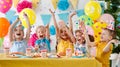 Children`s birthday. happy kids with cake Royalty Free Stock Photo