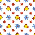 Children s bright endless pattern with chickens and flowers