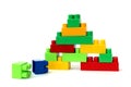 Children`s bright plastic construction set for construction site games Royalty Free Stock Photo