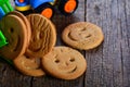 Childrens butter cookies and vehicle toy Royalty Free Stock Photo