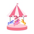 Children s carousel with horses for family entertainment and fun Royalty Free Stock Photo