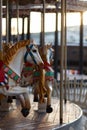 Children`s carousel with horses outdoor Royalty Free Stock Photo