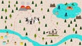 Children`s cartoon treasure map in flat vector style. Royalty Free Stock Photo