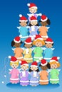 Children`s choir in the form of a christmas tree