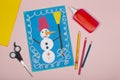 Children`s Christmas paper crafts Royalty Free Stock Photo
