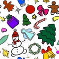 Children\'s Christmas pattern. Bright colors. Elements on a white background. Royalty Free Stock Photo