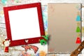 Children`s Christmas postcard with a photo frame Royalty Free Stock Photo