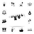 children's clothes on a drying rope icon. Baby icons universal set for web and mobile Royalty Free Stock Photo