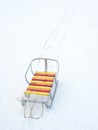 Children`s colorful sledges Royalty Free Stock Photo