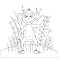 Children s coloring book with cartoon animals. Educational tasks for preschool children cute monkey Royalty Free Stock Photo