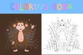 Children`s coloring book with cartoon animals. Educational tasks for preschool children cute monkey Royalty Free Stock Photo