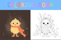 Children`s coloring book with cartoon animals. Educational tasks for preschool children sweet chicken.