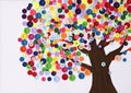 Children's craft of a tree made of buttons Royalty Free Stock Photo