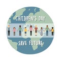 children's day children aroud the world vector Royalty Free Stock Photo