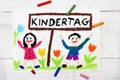 Children`s day card with German words Children`s day Royalty Free Stock Photo