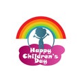 Happy Children day, illustration peaceful children`s of boys or girls together isolated on white background.