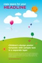 ChildrenÃ¢â¬â¢s design poster template with abstract summer landscape Royalty Free Stock Photo