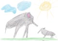children`s drawing of elephants