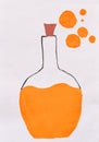 Children`s drawing: flask with orange poison. Halloween concept.