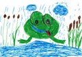 Children's drawing. frog Royalty Free Stock Photo