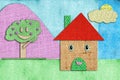 Children's drawing funny happy home