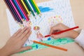 Children`s drawing pencils. Royalty Free Stock Photo