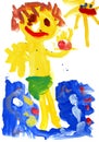 Children's drawing water color paints Royalty Free Stock Photo