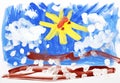 Children's drawing water color paints Royalty Free Stock Photo