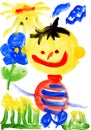 Children's drawing water color paints Royalty Free Stock Photo