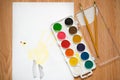 Children`s drawing water color paints on a paper Royalty Free Stock Photo