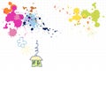 Children`s drawings and blots on a squared notebook page
