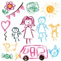 Children`s drawings Royalty Free Stock Photo