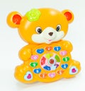 Children`s educational animal toy for learning numbers. Toy interactive bear with colorful buttons for presses Preschool Royalty Free Stock Photo