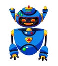 children`s educational game. blue flying robot. children`s toy. artificial robotic droid with an antenna on its head