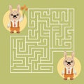 Children\'s educational labyrinth with funny rabbits and tulips. Educational illustration for preschoolers, print Royalty Free Stock Photo