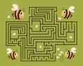 Children\'s educational maze with funny bees and daisies. Educational illustration for preschoolers, print vector Royalty Free Stock Photo