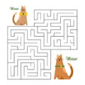 Children\'s educational maze, funny cats with bows. Educational illustration for preschoolers, print